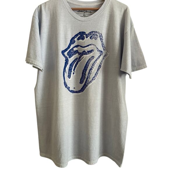 Rolling Stones PALE BLUE Graphic Tee M/L NWOT – 23.5" Pit to Pit - Picture 1 of 5
